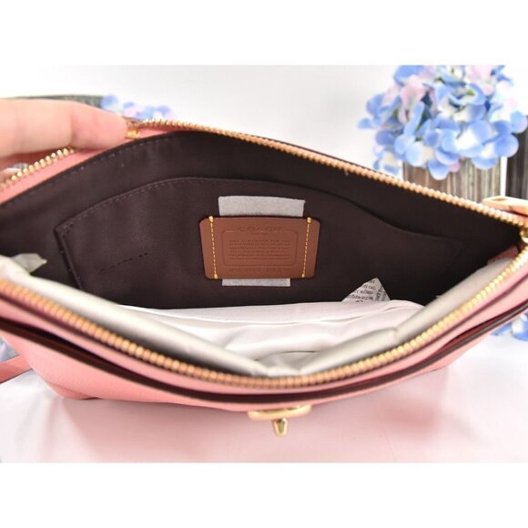 Coach Polly Candy Pink Pebbled Leather Turnlock Slim Crossbody Bag NWT - Picture 5 of 7